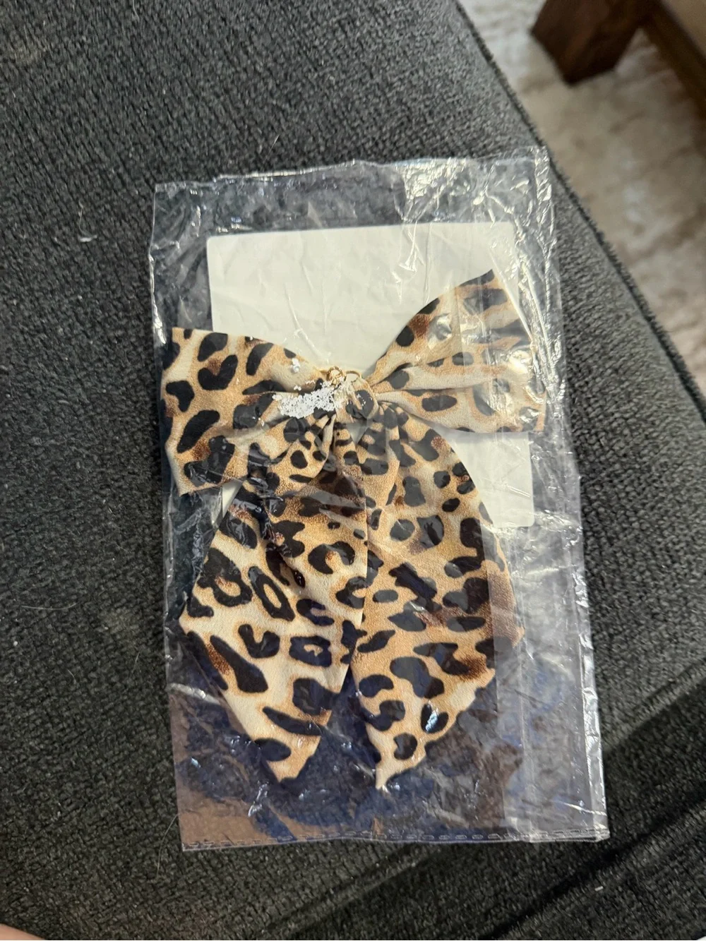 Leopard Print Bow Keychain/Bag Charm - Beige Brown